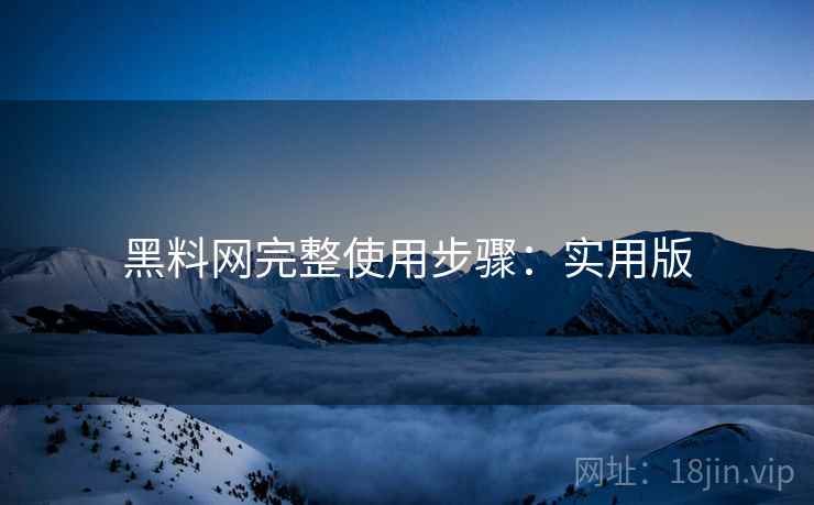 黑料网完整使用步骤:实用版